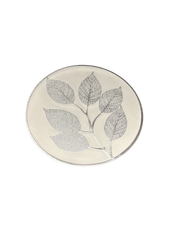 Elegant Leaf Design Silver Round Table Mat - Saukins Collection