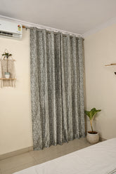 Saukins Natural VII Floral Grey Curtain