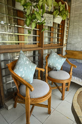 Saukins Natural I Teal Grey Cushion Cover