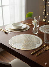 Metallic Gold Lace-Cut Round Tablemat - Statement Table Decor