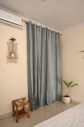 Saukins Geometry II Grey Curtain
