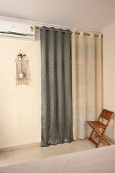 Saukins Natural I Grey Curtain
