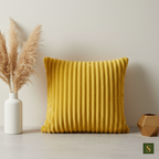 Saukins Premium Faux Fur Cushion Cover Yellow