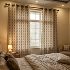 Brown Damas Pattern Curtain Dimout Curtain