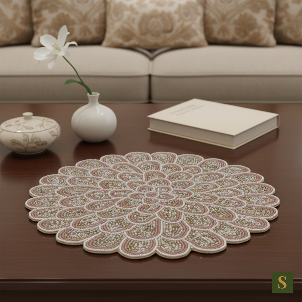 Beads Table Mats flower shape Multicolour