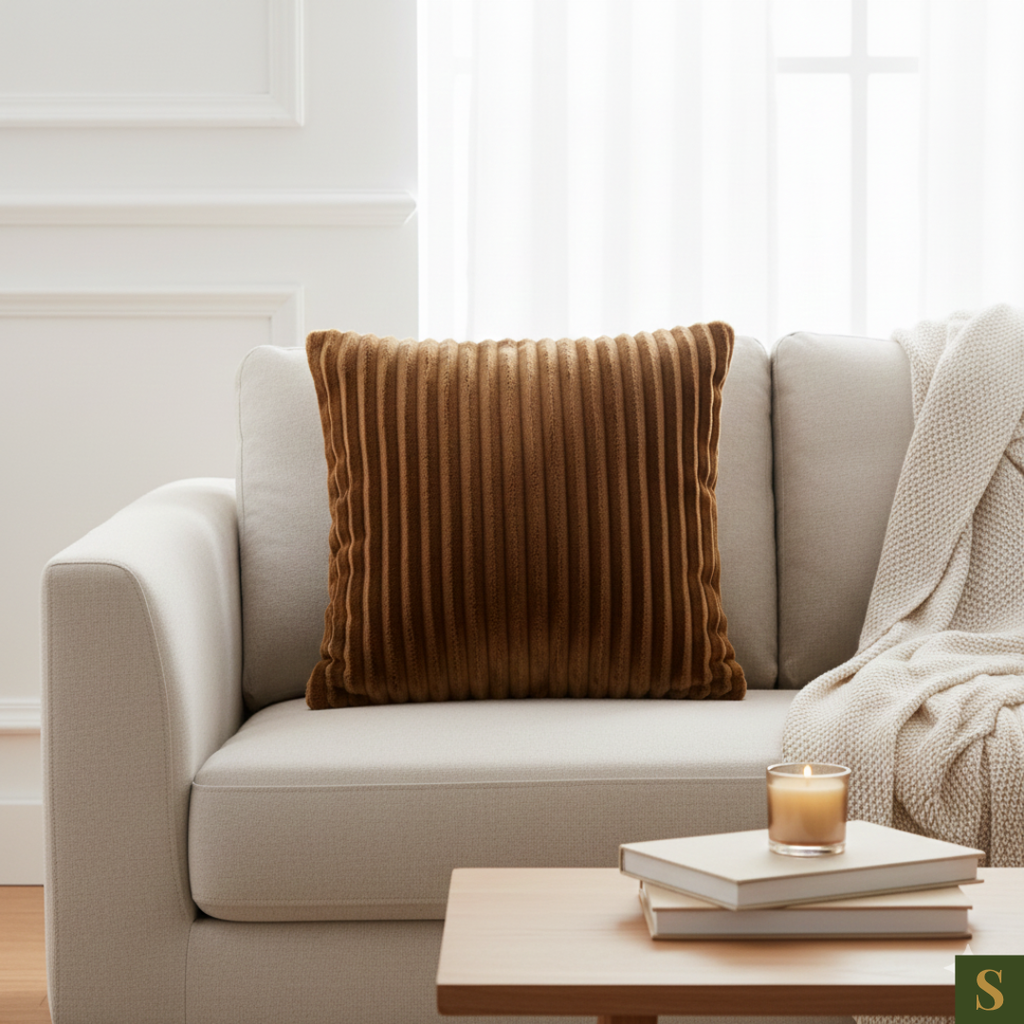 Saukins Premium Faux Fur Cushion Cover Brown