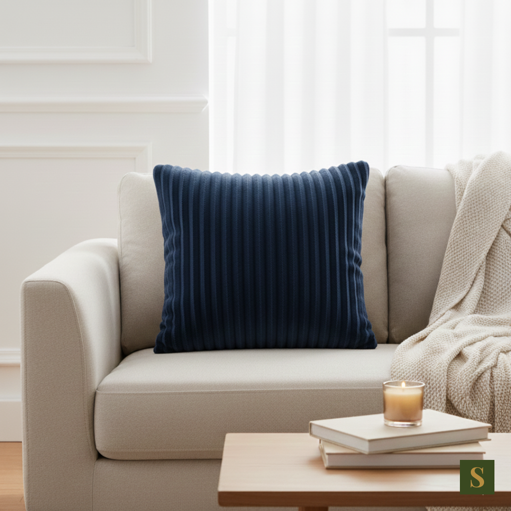 Saukins Premium Faux Fur Cushion Cover Navy Blue