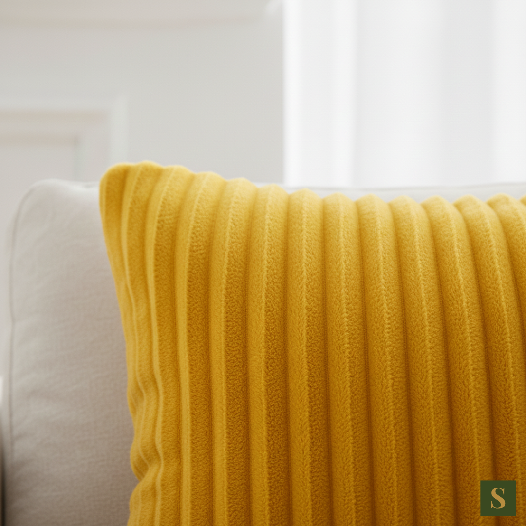 Saukins Premium Faux Fur Cushion Cover Yellow