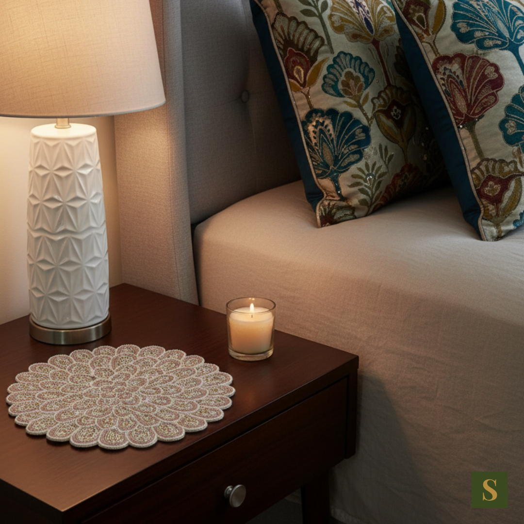 Beads Table Mats flower shape Multicolour