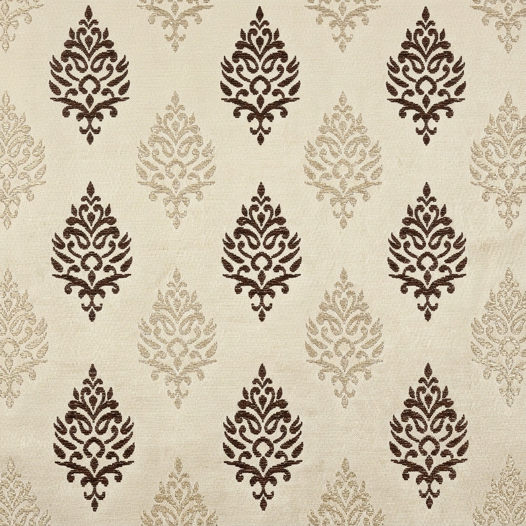 Brown Damas Pattern Curtain Dimout Curtain