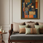 Multicolor Brown Green Dotted Cushion Cover Boho cushion covers with Plain cushion covers pack of 5