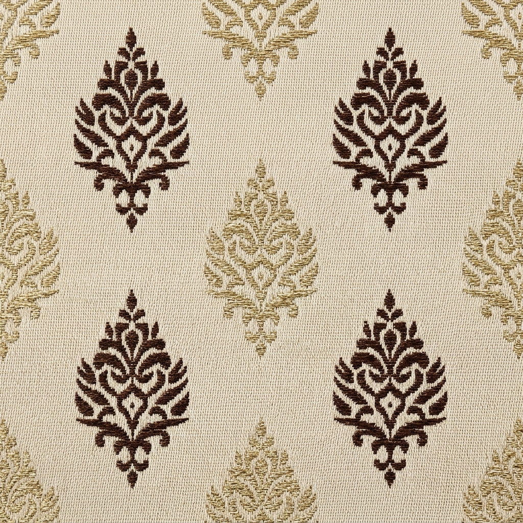Brown Damas Pattern Curtain Dimout Curtain