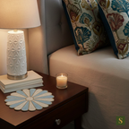 Beads Table Mats flower shape blue and white