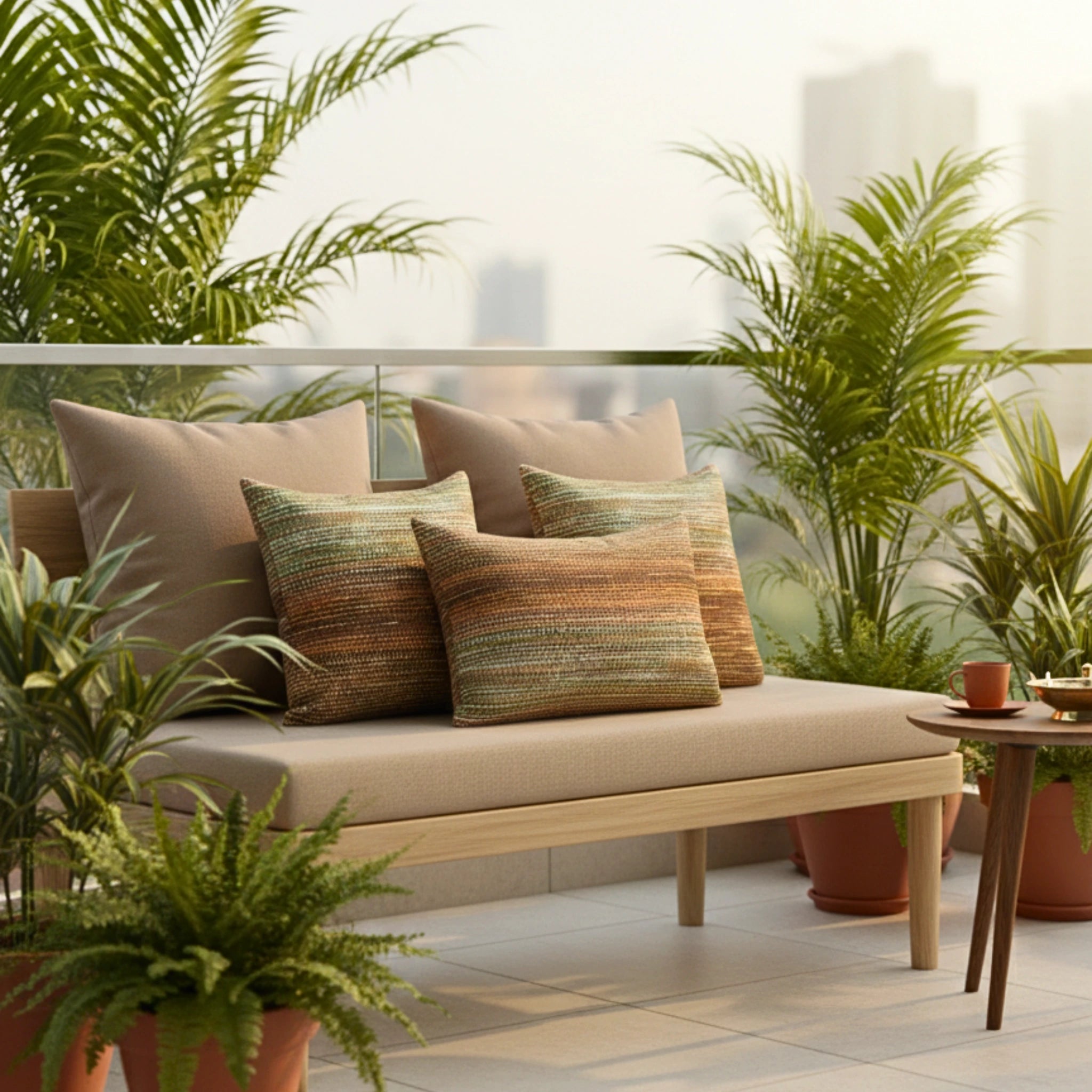 Multicolor Brown Green Dotted Cushion Cover Boho cushion covers with Plain cushion covers pack of 5