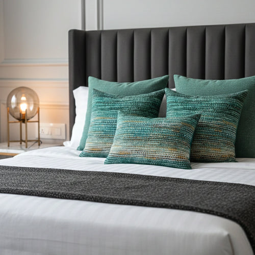 Boulce Boho Multicolor Sea Green Dotted Cushion Cover cushion covers with Plain cushion covers pack of 5