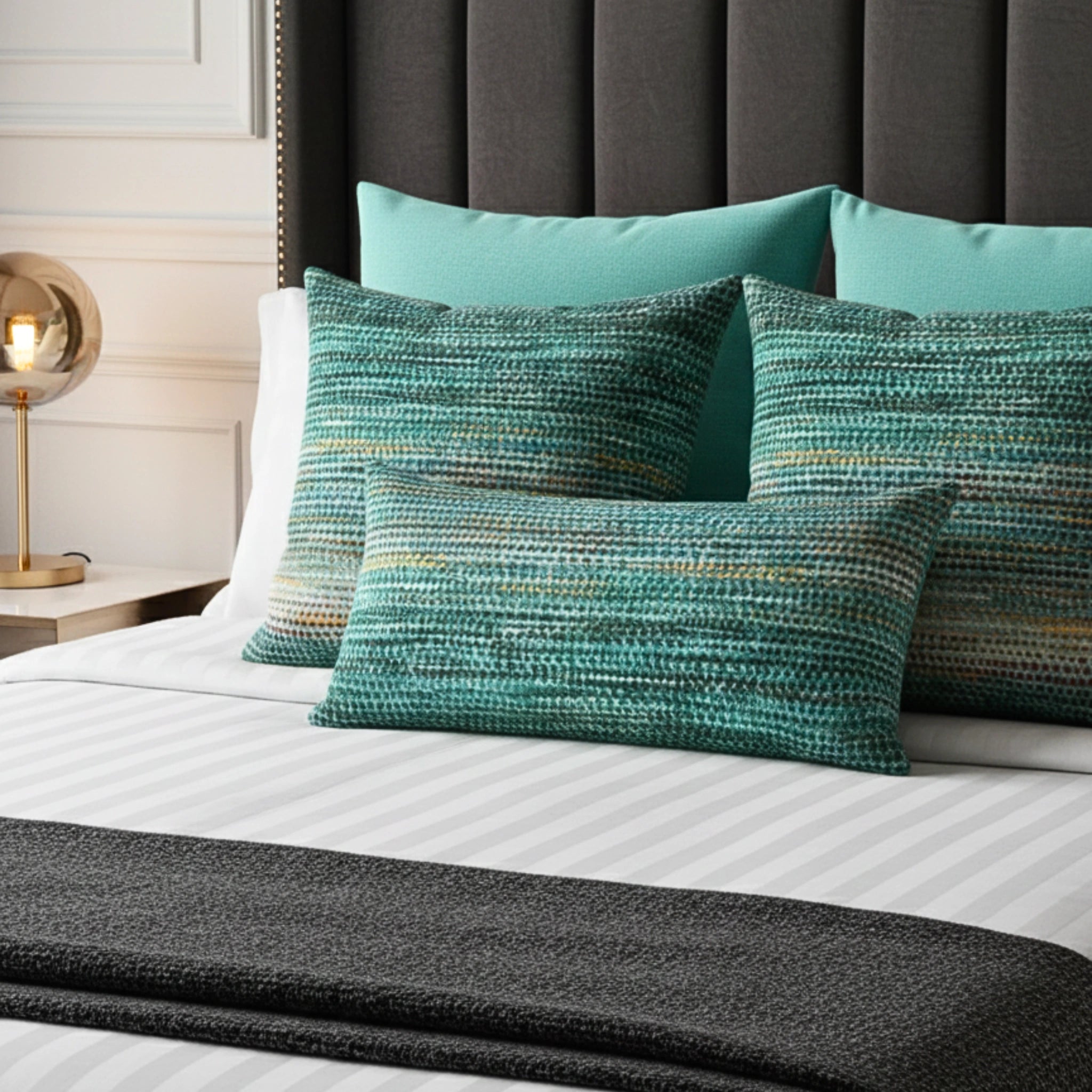 Boulce Boho Multicolor Sea Green Dotted Cushion Cover cushion covers with Plain cushion covers pack of 5