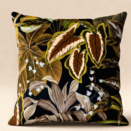 Black Plant and leaf Designer Cushion Cover pack of 2