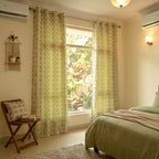 Green Damas Pattern Curtain Dimout Curtain