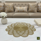 Beads Table Mats flower shape Golden and white