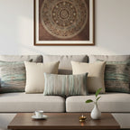 Boulce Boho Multicolor Olive Green Dotted Cushion Cover cushion covers with Plain cushion covers pack of 5