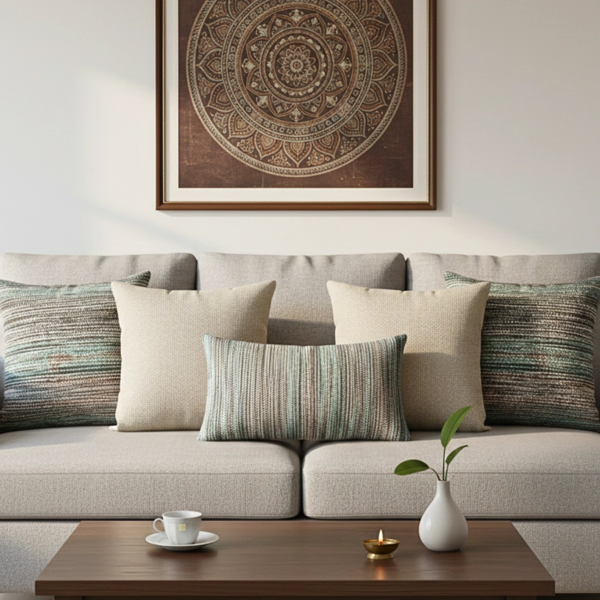 Boulce Boho Multicolor Olive Green Dotted Cushion Cover cushion covers with Plain cushion covers pack of 5