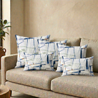 Blue and White Line Pattern Designer Cushion Cover pack of 2