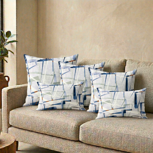 Blue and White Line Pattern Designer Cushion Cover pack of 2