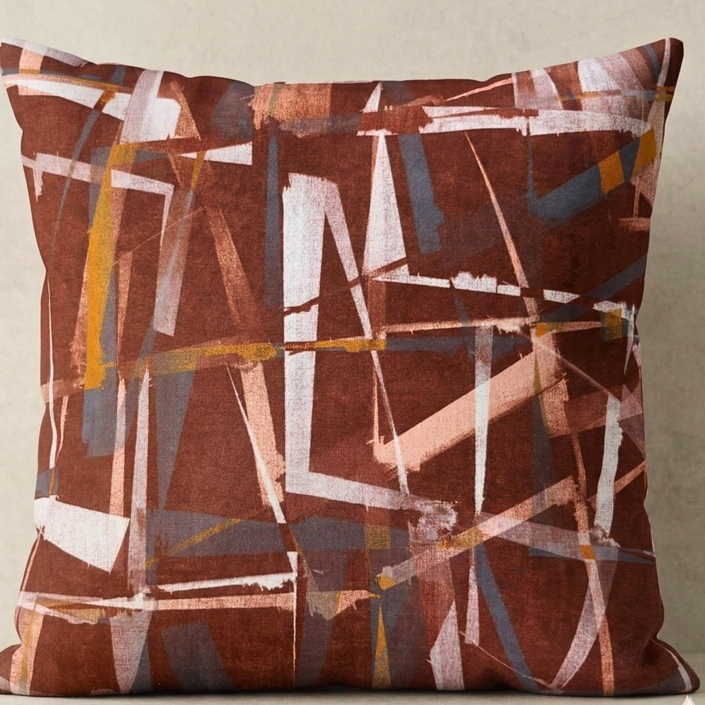 Maroon and White Line Pattern Designer Cushion Cover pack of 2