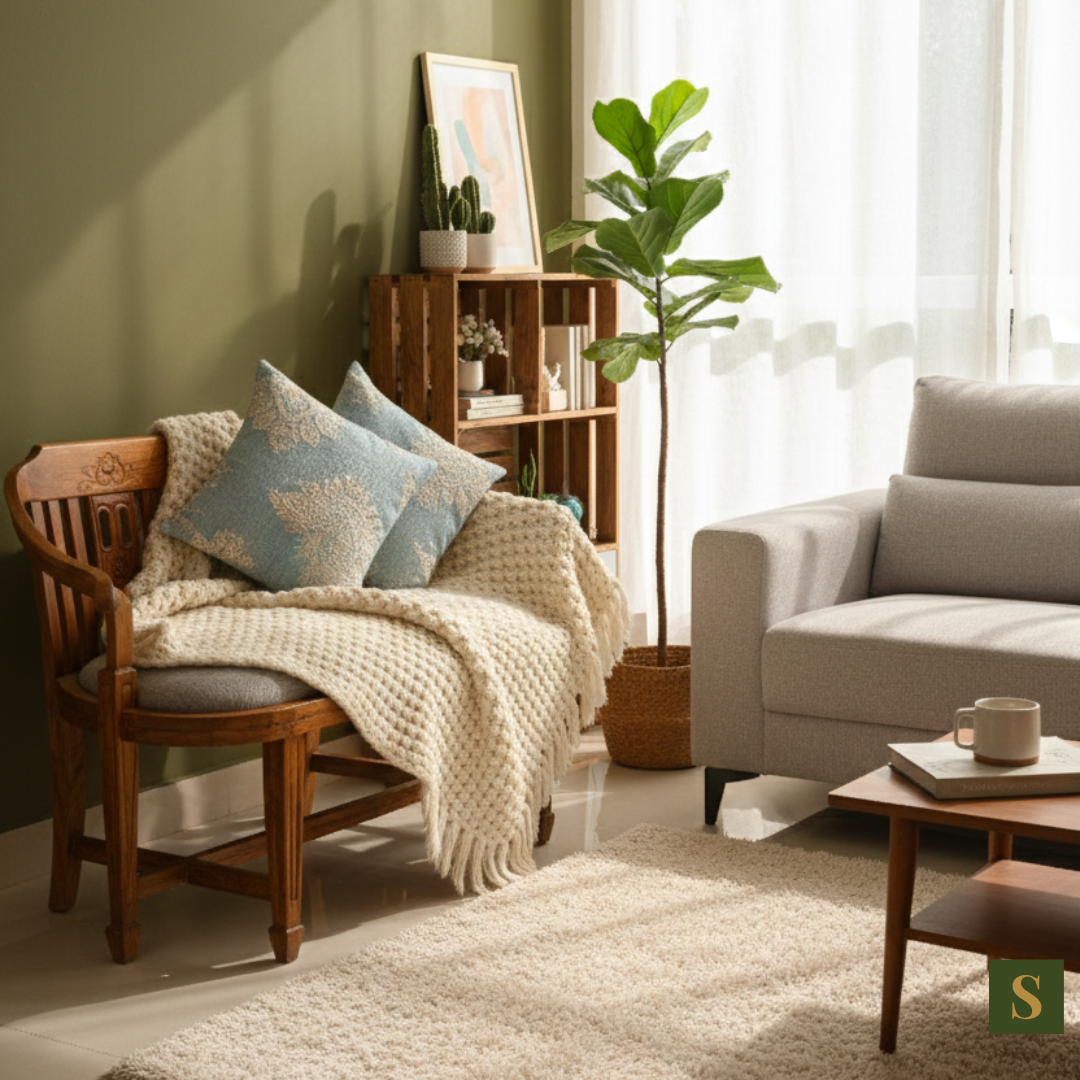 Saukins Taj II Blue Cushion Cover