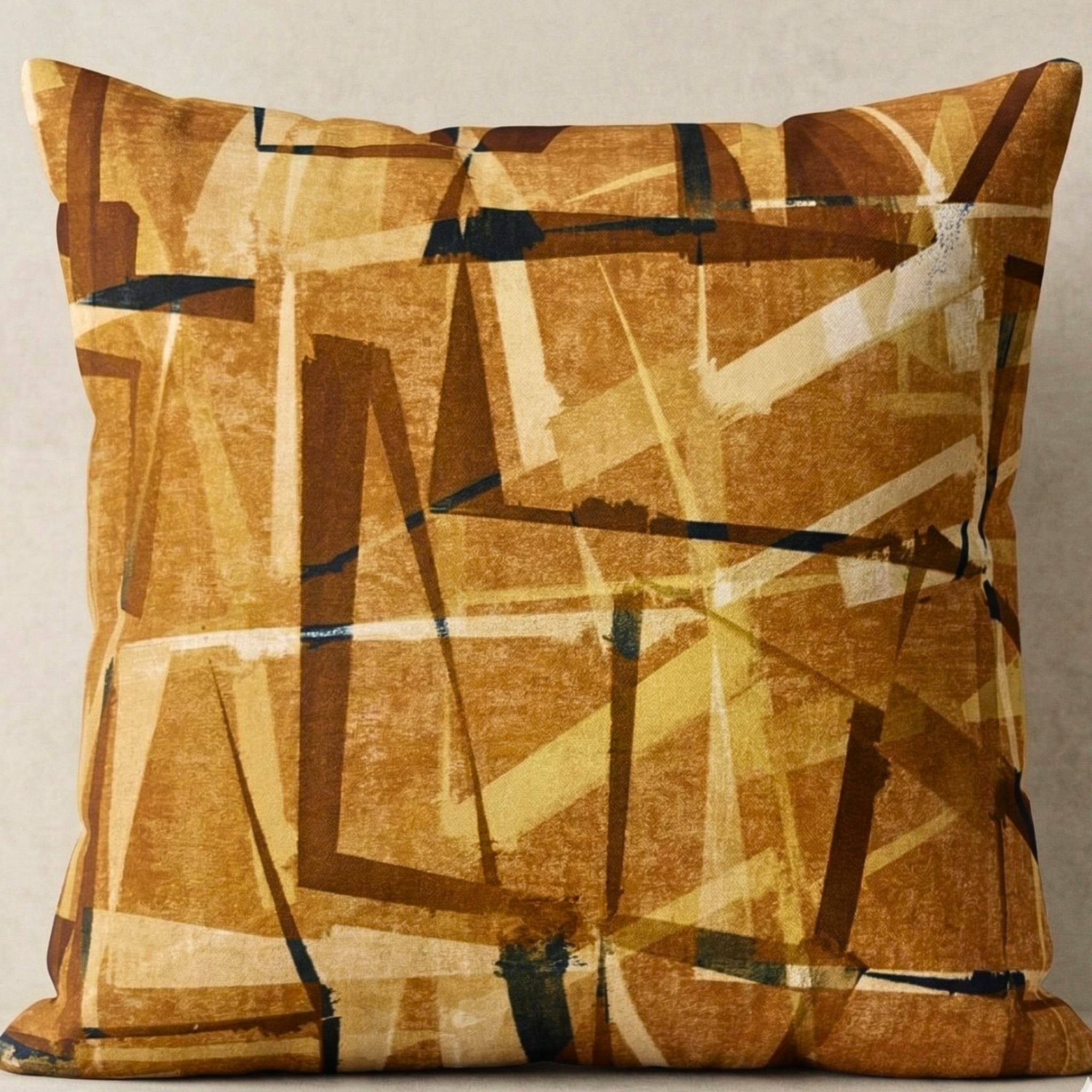 Mustard and Brown Line Pattern Designer Cushion Cover pack of 2