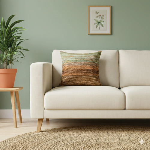 Boulce Boho Multicolor Brown Green Dotted Cushion Covers Pack of 2