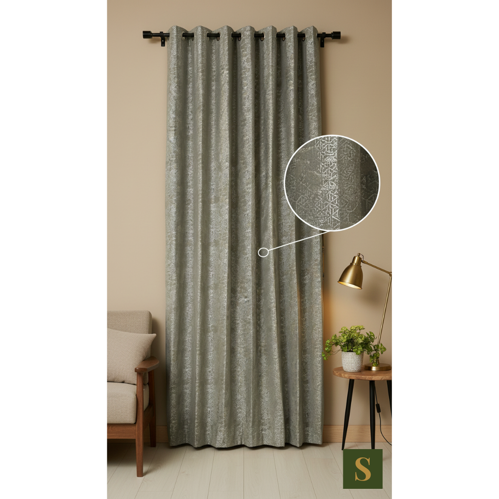 Saukins Geometry IV Blue Curtain