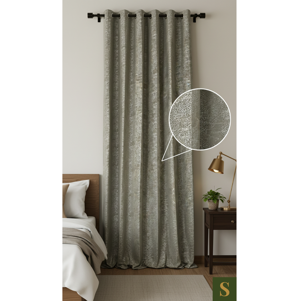 Saukins Geometry IV Blue Curtain