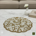 Beads Table Mats flower shape Brown and white