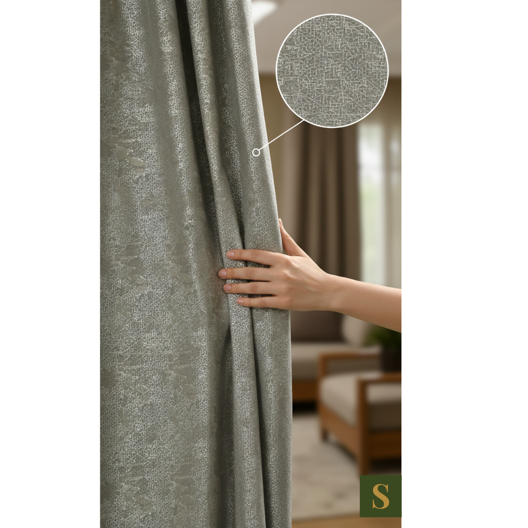 Saukins Geometry IV Blue Curtain