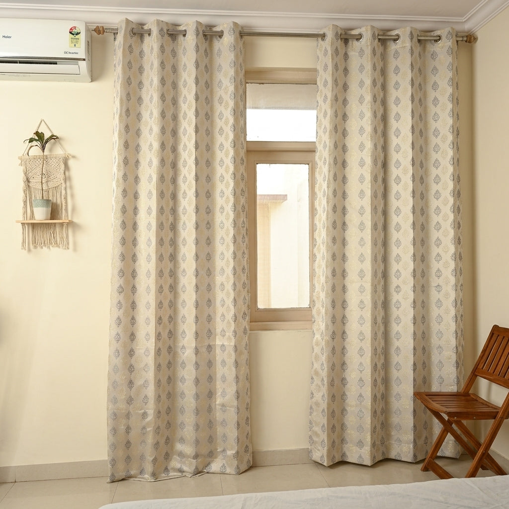 Grey Damas Pattern Curtain Dimout Curtain