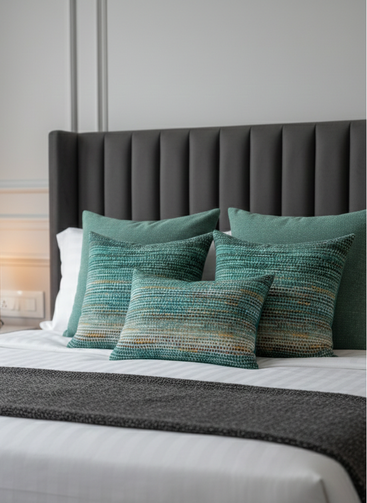 Maple Boho Multicolor Sea Green Dotted Cushion Cover cushion covers with Plain cushion covers pack of 5 - 8016-18