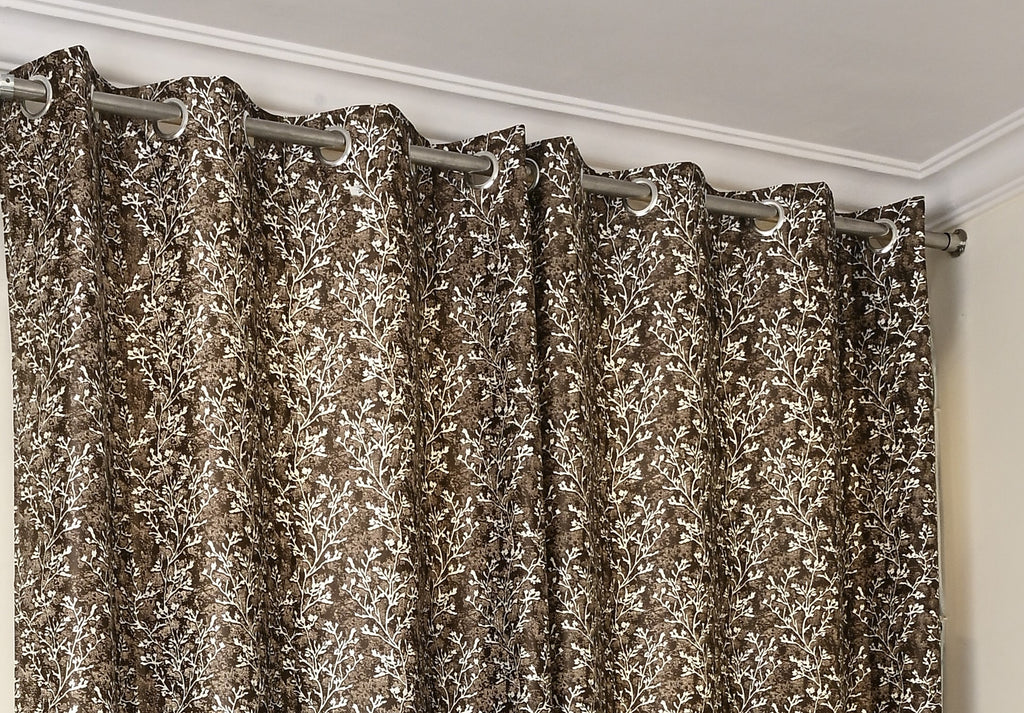 Saukins Natural VII Floral Brown Curtain