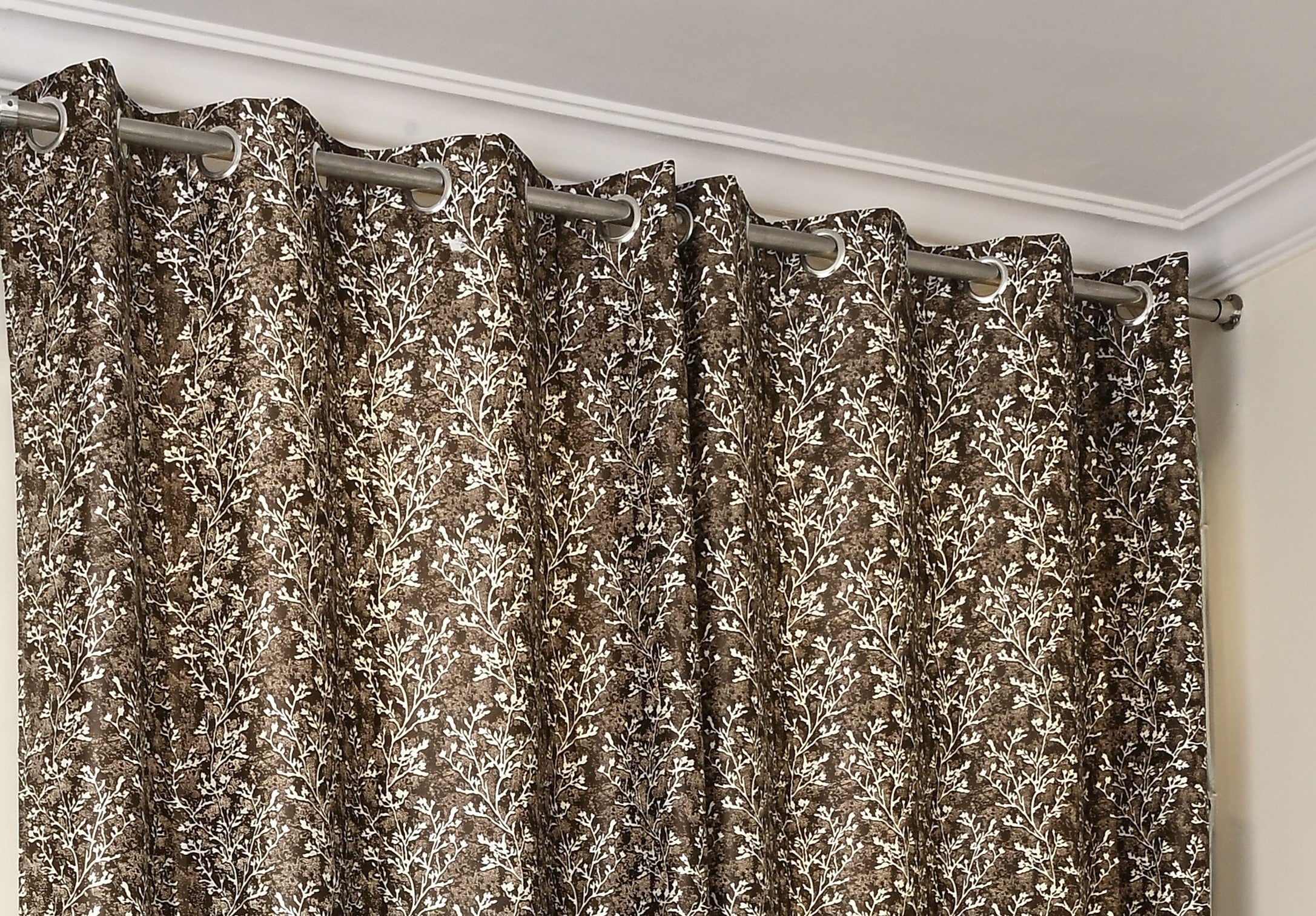 Saukins Natural VII Floral Brown Curtain