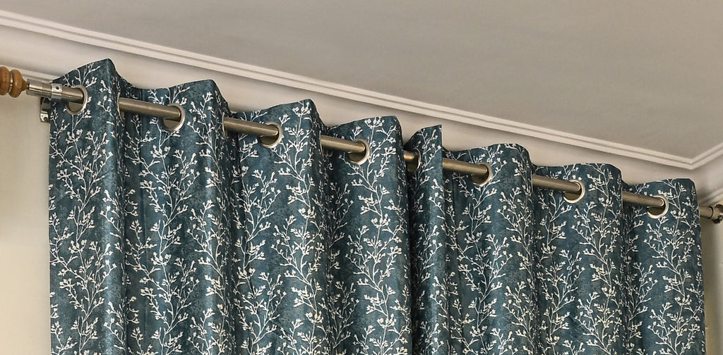 Saukins Natural VII Floral Blue Curtain