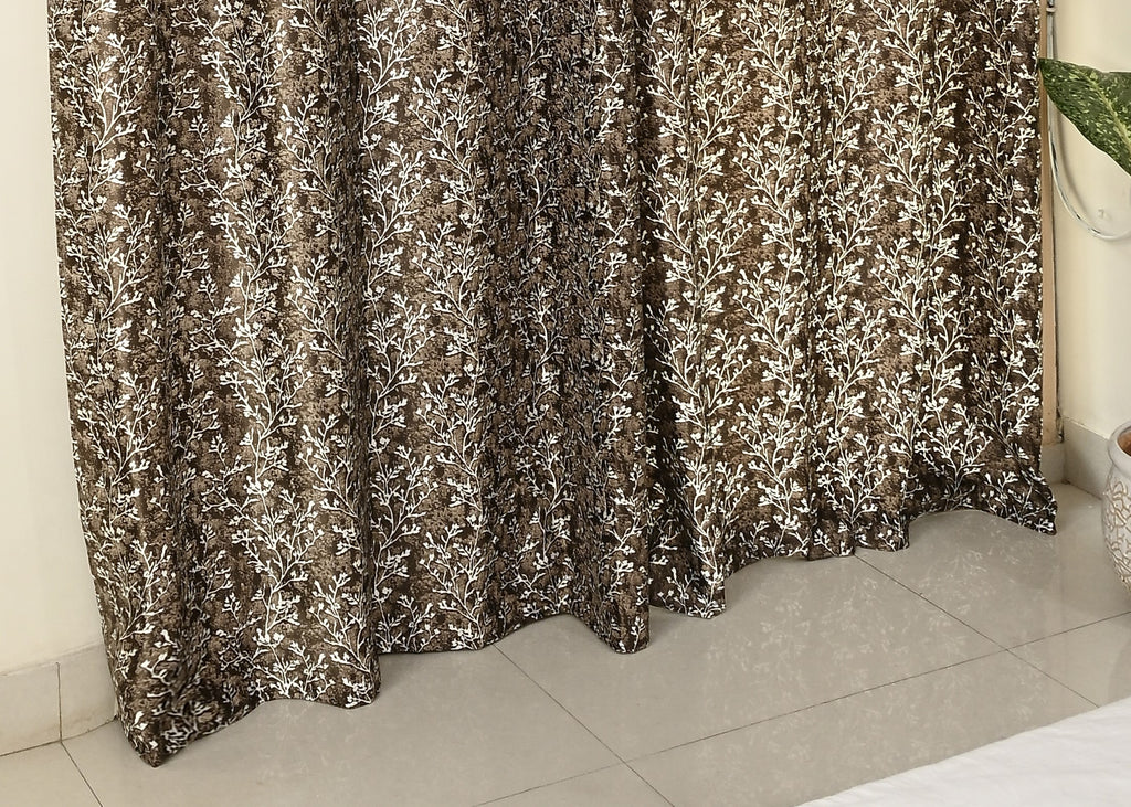 Saukins Natural VII Floral Brown Curtain