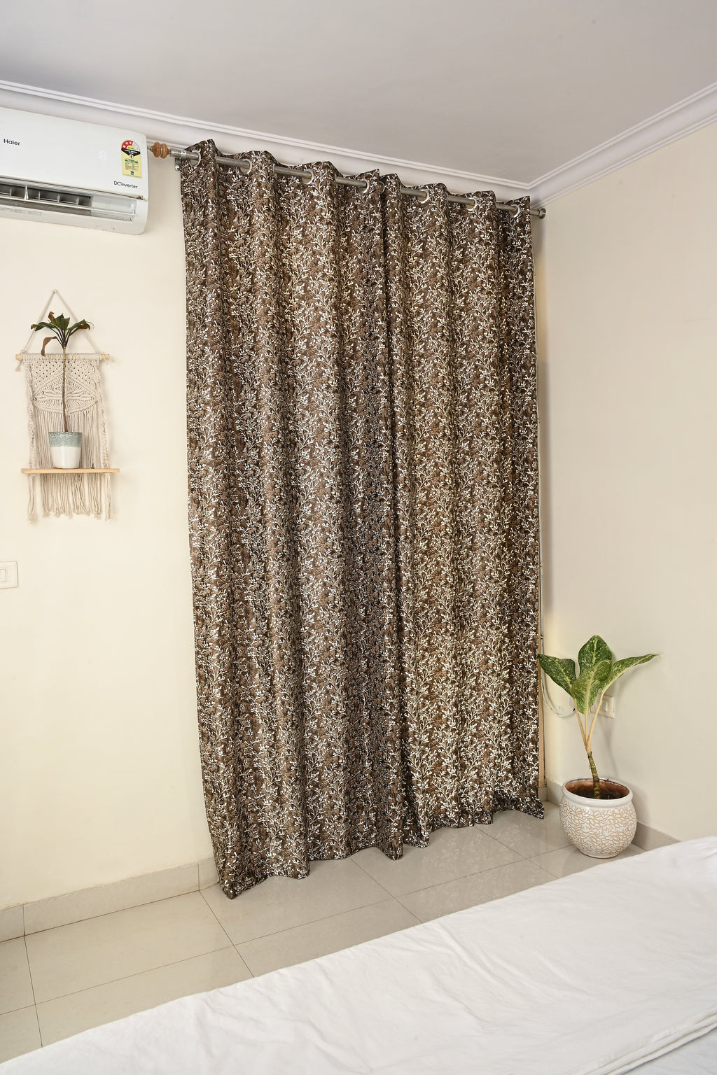 Saukins Natural VII Floral Brown Curtain