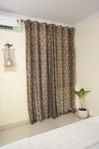 Saukins Natural VII Floral Brown Curtain