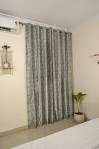 Saukins Natural VII Floral Grey Curtain