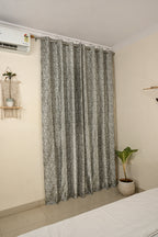 Saukins Natural VII Floral Grey Curtain