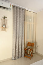 Saukins Geometry III Grey Curtain