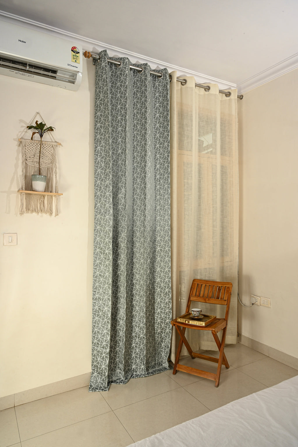 Saukins Geometry III Green Curtain