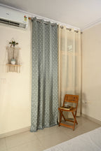 Saukins Geometry III Green Curtain