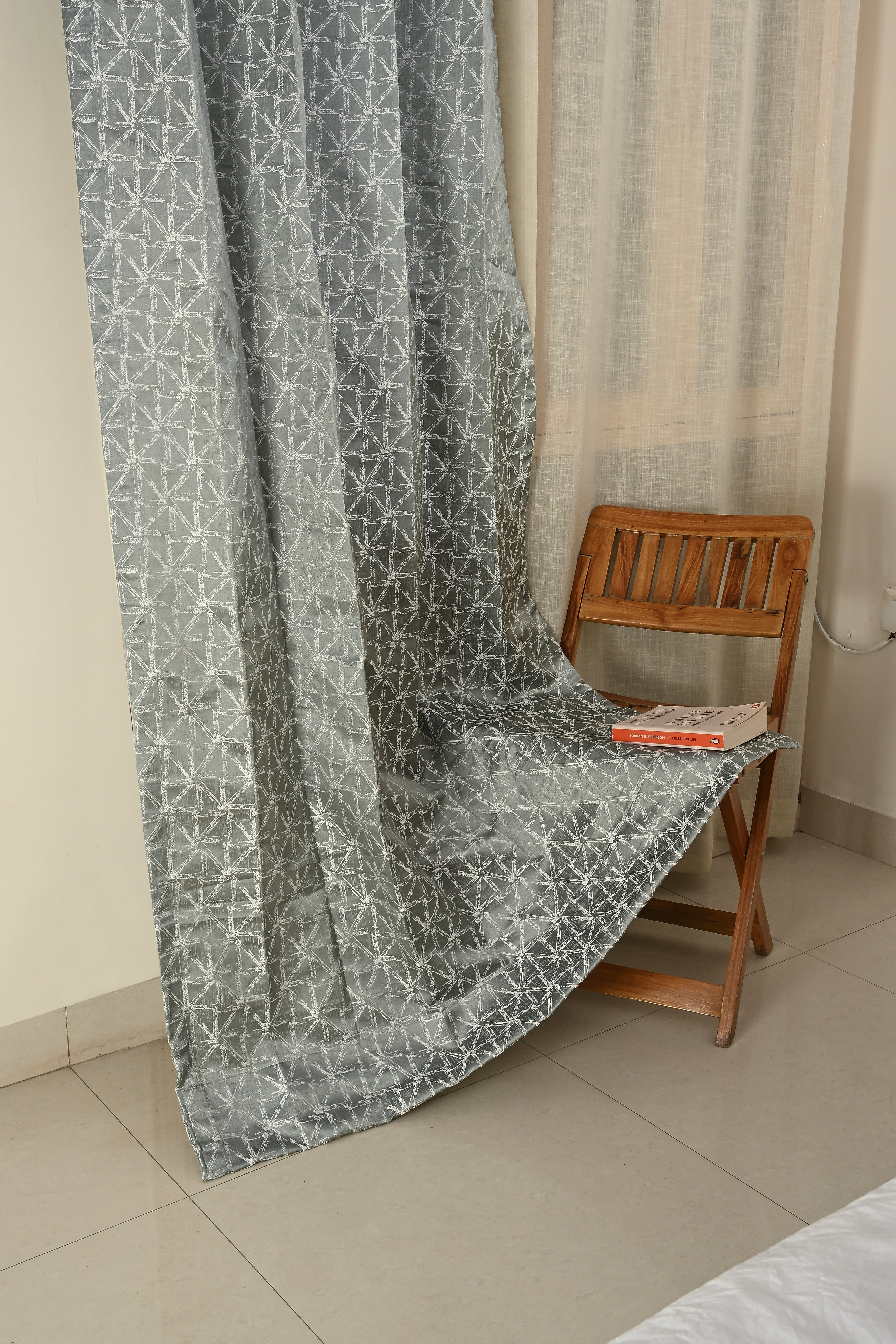 Saukins Geometry III Green Curtain