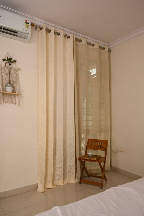 Box Pattern Cream Curtain Sydney Dimout Curtain